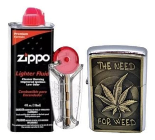 Kit Zippo/ Gas, Piedra + Encendedor Tipo Zippo The Need 