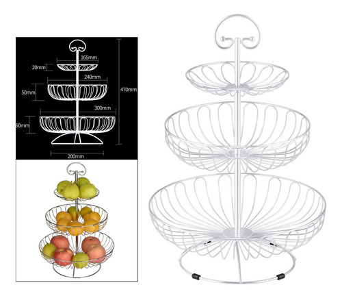 Canasta De Frutas De 3 Niveles Soporte De Canasta De Frutas