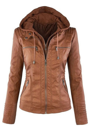 Chaqueta De Cuero For Mujer Con Parte Superior Recortada