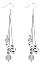 Comprar Pendientes Aros Largos Plata Ley 925 Colgantes Con Borlas