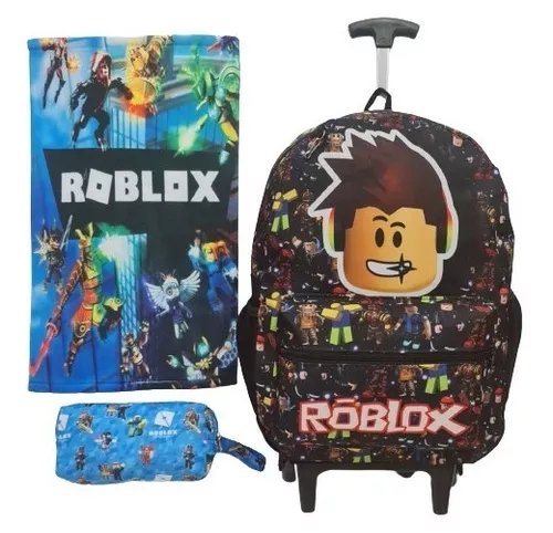 Mochila Roblox De Rodinhas Escolar Cor Preto Desenho do tecido roblox