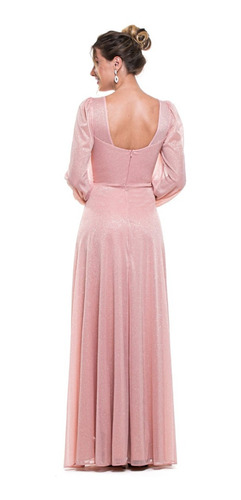Imagem 3 de 3 de Vestido Lurex Festa Manga Longa Plus Size Do 46 Ao 50