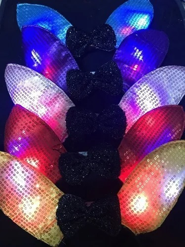 Imagen 3 de 10 de 10 Vinchas Conejitas Led Pack Especial Cotillon Luminoso Vip
