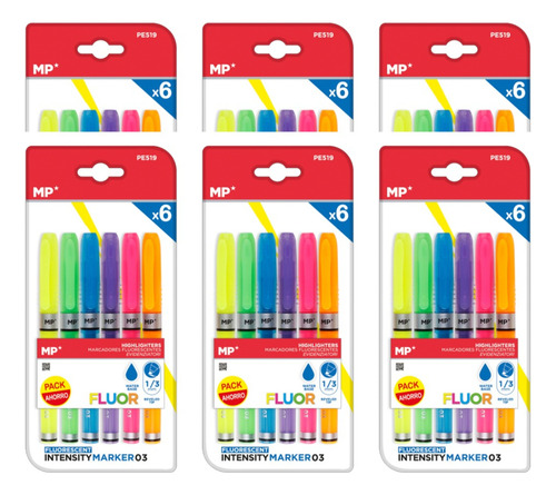 6 Pack Ahorro Marcadores Flourecentes 6uds Mexicopaper