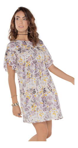 Vestido Corto Para Mujer Estampado Floral Marfil Rutta