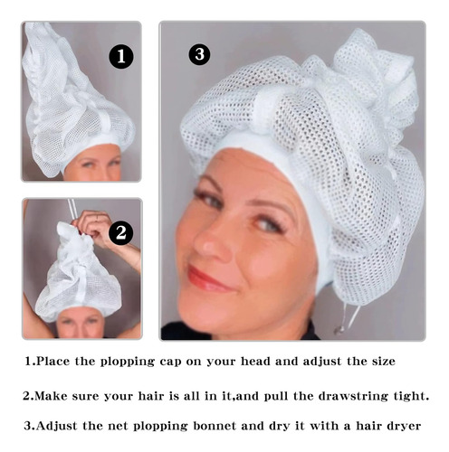 Gorro De Red Ajustable Para Secar Cabello Rizado Con Cordón