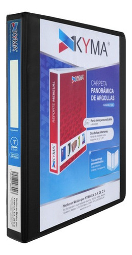 1 Carpeta Negra Carta Kyma 1 Pulgada 3 Argollas 200 Hojas Color Negro