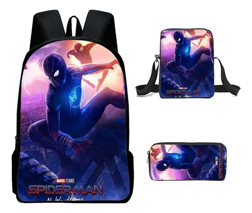 F Juego De Mochila Escolar Spiderman De 3 Piezas For Niños