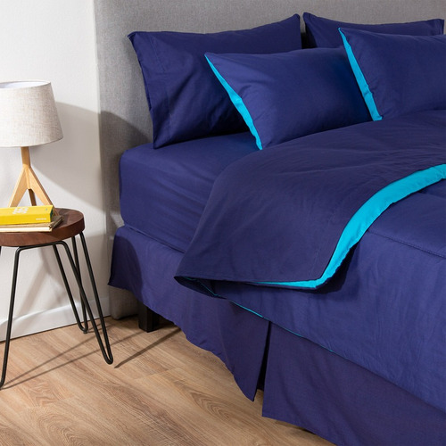Plumón Bicolor Azul Celeste 1.5 Plazas - Combo 12