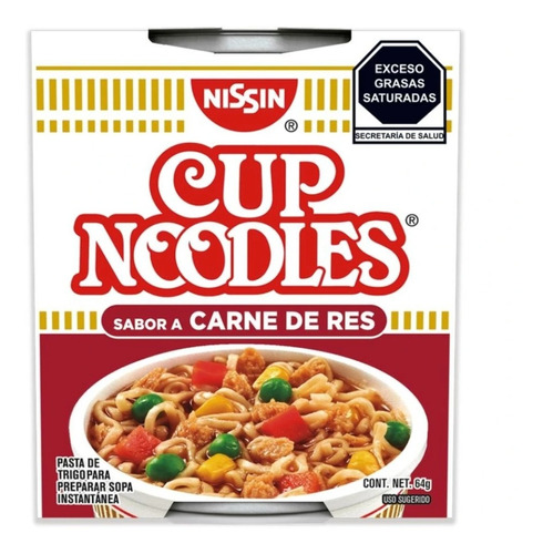 Sopa Instantánea Nissin Cup Noodles Carne De Res 64 Gr
