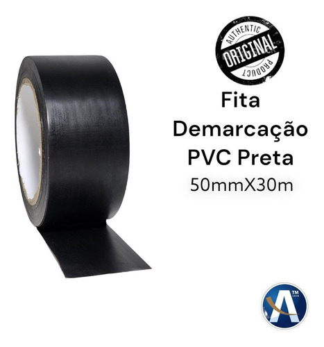 Fita Adesiva Pvc De Demarcação Preto 50mmx30m