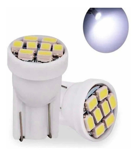 Kit 2 Lampada T10 8 Led W5w Branco Pingo Luz Farolete 12v