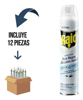 12 Pz Insecticida Raid Mata Moscas 400ml
