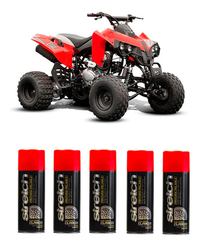 Kit Stretch X5 Pintura Cuatriciclo Rojo Removible Spray