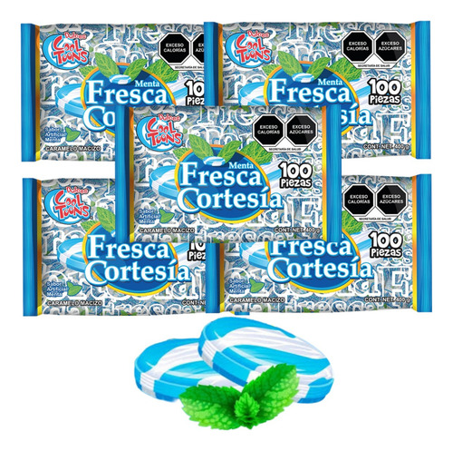 Caramelo Menta Macizo 800pz Fresca Cortesía Cool Toons
