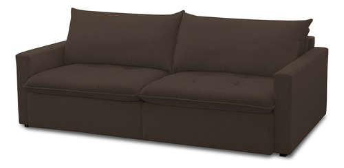Sofá Cama Retrátil Reclinável Sala 208cm Lari Veludo Marrom