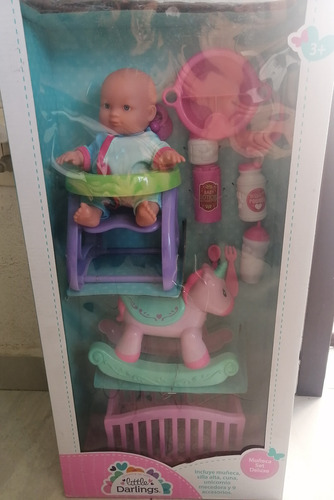 Muñeca Set Deluxe Incluye Muñeca, Silla Alta,cuna, Unicornio
