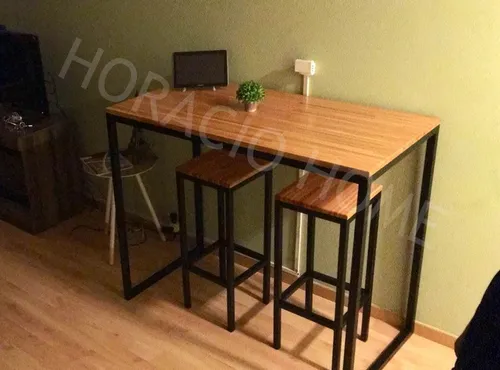 Desayunador Barra 4 Taburetes Mesa Madera - Horacio Home