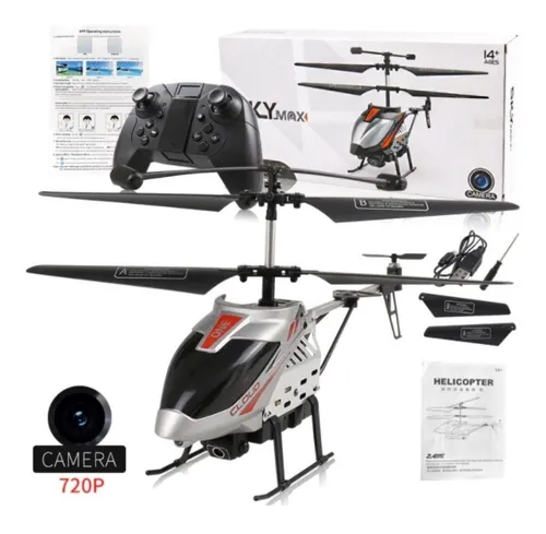 Helicóptero Controle Remoto Avião Drone Prata Câmera