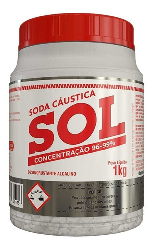Soda Cáustica Sol 1kg Com Concentração 96% A 99%