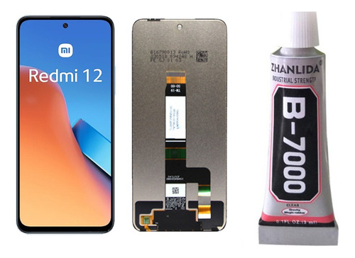 Tela Display Frontal Compatível Redmi 12 23053rn02a 6.79 Cor Preto + Cola