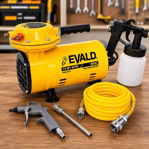 Compressor Ar Direto 12hp 350w 40 Psi Com Kit Bivolt Evald Amarelo