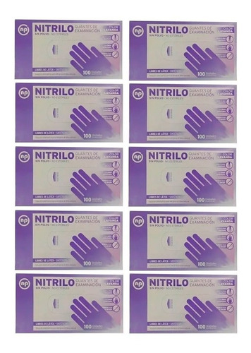 Guantes descartables antideslizantes NP color lavanda talle XS de nitrilo en pack de 10 x 100 unidades