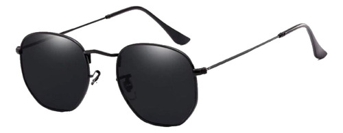 Óculos de sol Ultra Hexagonal One size, cor preto armação de metal, lente de poliuretano haste de metal