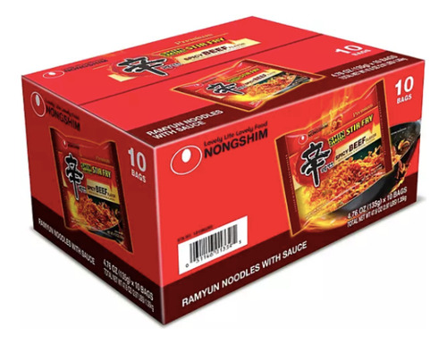 Nongshim Shin Ramyun Spicy Stir Fry Noodles, 4.76 Oz. 10 Pk