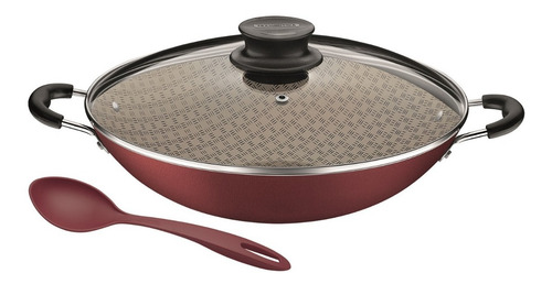 Imagem 4 de 8 de Panela Wok Tramontina Paris Antiaderente 32cm Com Colher