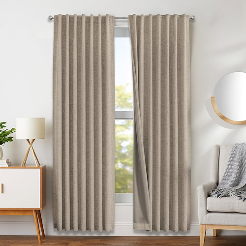Cortinas De Lino Opacas 305 Cm, Juego De 2 Paneles