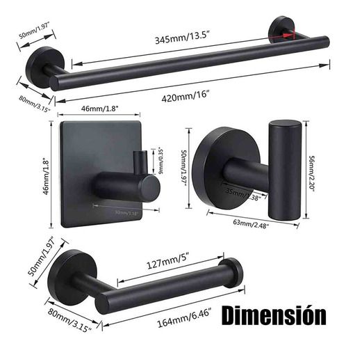 Juego Sets De Accesorios Para Baño 304 Inoxidable 8pzs