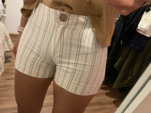 Short A Rayas Tela Lino Divino Talle 36