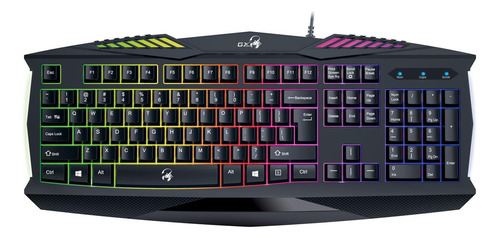 Teclado gamer Genius GX Gaming Scorpion K220 QWERTY español color negro con luz de 7 colores