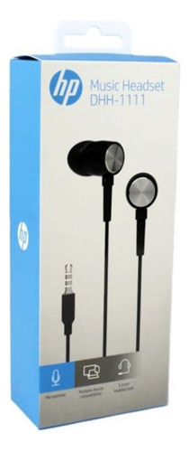 Fones de ouvido Hp In Ear Dhh-1111 pretos com microfone