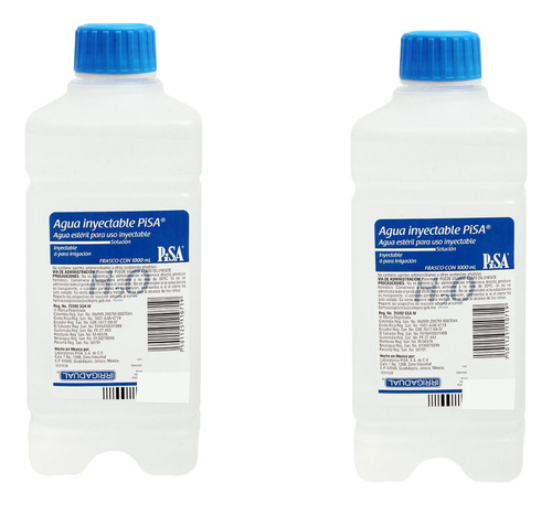 Agua Inyectable Estéril Frasco 1000 Ml Pisa 2 Pack