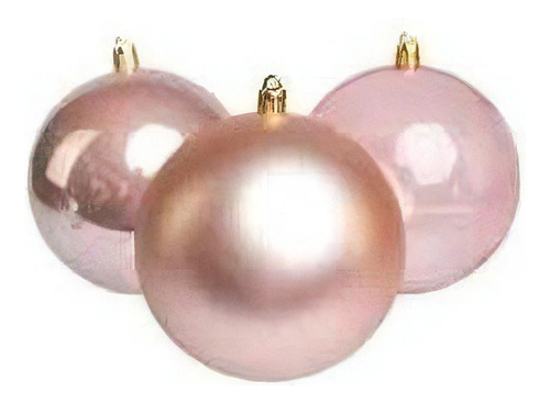 Bola De Natal Rose Grande 12cm Brilhantes Decoração- Kit 8un