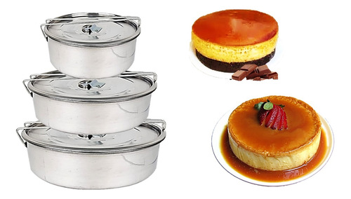 Flaneras Moldes Flan Reposteria 3 Pz 22,20, 18 Cm Fiambrera 