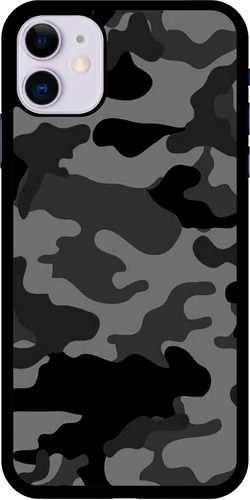Funda Celular Diseño Camuflaje Militar Negro Y Gris