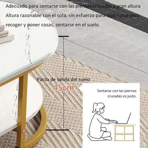 Mesa De Centro Moderno Veteado Doble Capa De Mármol Auxiliar Negro