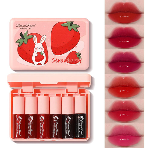 Juego De Tintes De Labios De 6 Colores, Brillo De Labios Cor