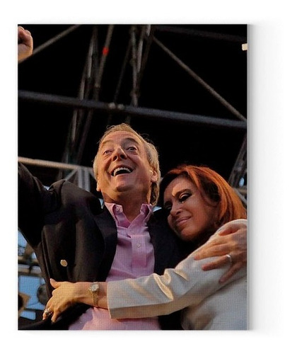 Poster Madera Retro Cuadro Nestor Kirchner Abrazo Cfk 