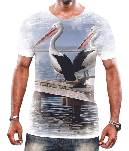Camisa Camiseta Unissex Animal Pelicano Ave Aquática 5