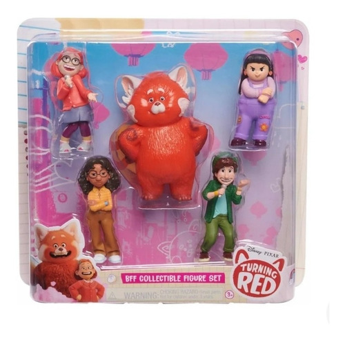 Turning Red Panda Rojo Play Set 5 Personajes Muñecos Meilin