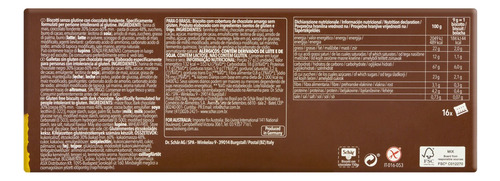 Biscoito Cobertura Chocolate Amargo sem Glúten Schär Caixa 150g