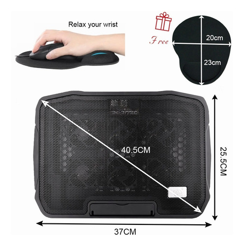 Imagen 8 de 10 de Laptops Bases Enfriador 6 Ventiladores Para 12-17 Usb Dual