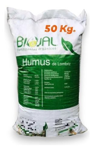 Humus Lombriz 50 Kg Lombricomposta Fertilizante Orgánico 