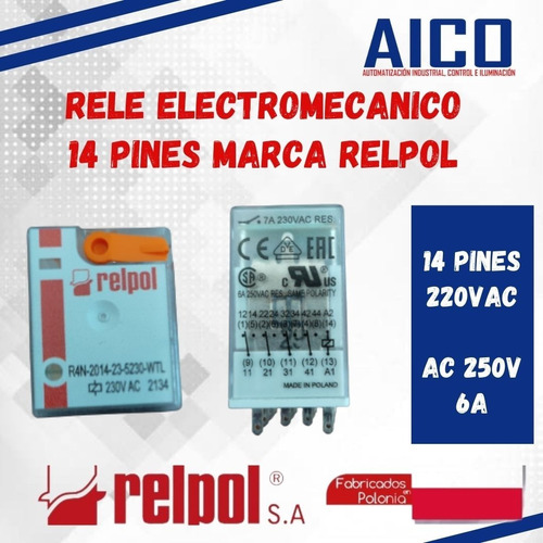Rele Electromecanico 14 Pines 220vac Marca Relpol