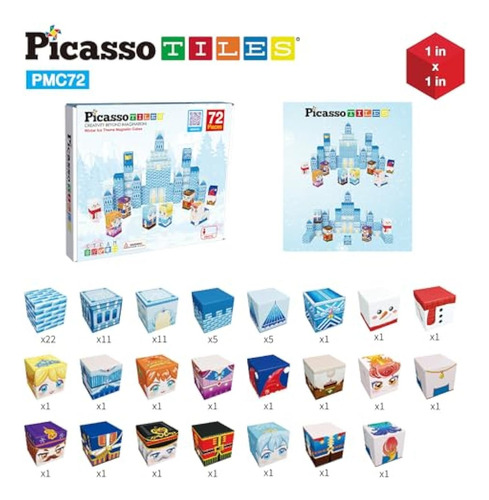 Cubo Magnético Picassotiles Con Temática De Hielo Invernal,