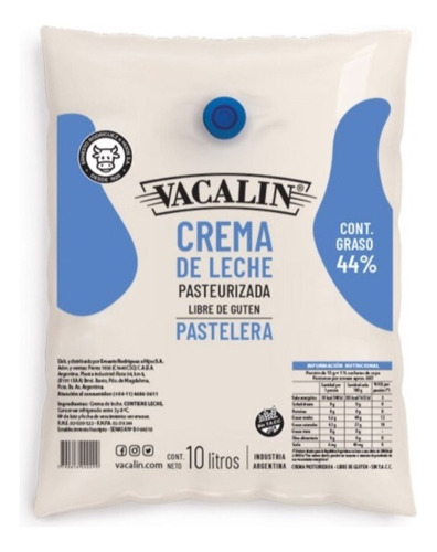 Crema De Leche Vacalín X 10 Lts 44 %